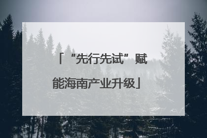 “先行先试”赋能海南产业升级
