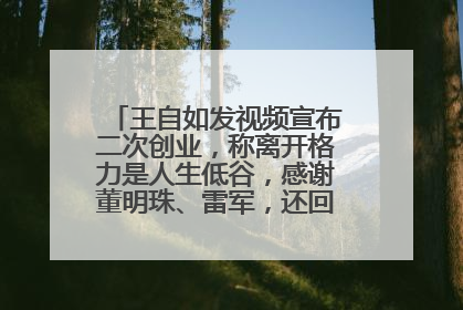 王自如发视频宣布二次创业，称离开格力是人生低谷，感谢董明珠、雷军，还回应了“工资条”：清楚自己要什么……