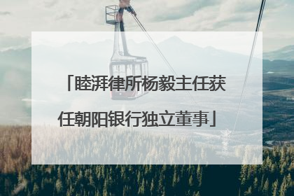 睦湃律所杨毅主任获任朝阳银行独立董事
