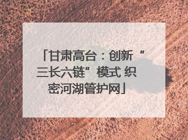甘肃高台：创新“三长六链”模式 织密河湖管护网
