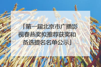 第一届北京市广播影视春燕奖拟推荐获奖和备选提名名单公示