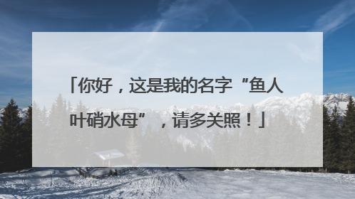 你好，这是我的名字“鱼人叶硝水母”，请多关照！