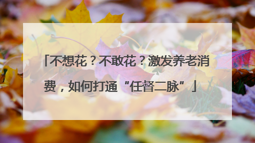 不想花？不敢花？激发养老消费，如何打通“任督二脉”