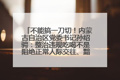 不能搞一刀切！内蒙古自治区党委书记孙绍骋：整治违规吃喝不是阻绝正常人际交往、黯淡人间烟火
