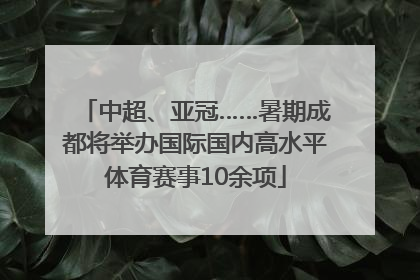 中超、亚冠……暑期成都将举办国际国内高水平体育赛事10余项