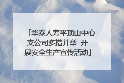 华泰人寿平顶山中心支公司多措并举  开展安全生产宣传活动