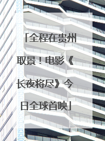 全程在贵州取景！电影《长夜将尽》今日全球首映