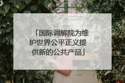 国际调解院为维护世界公平正义提供新的公共产品