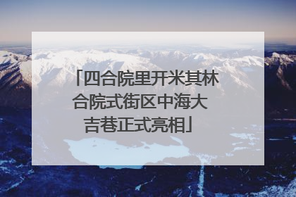 四合院里开米其林 合院式街区中海大吉巷正式亮相