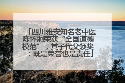 四川雅安知名老中医陈怀炯荣获“全国道德模范”，其子代父领奖：既是荣誉也是责任