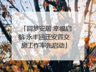 圆梦安居 幸福启航 永丰回迁安置交房工作率先启动