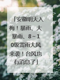 安徽明天入梅！暴雨、大暴雨、8～10级雷雨大风来袭！台风也有消息了