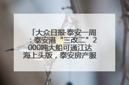 大众日报·泰安一周：泰安港“三改二”2000吨大船可通江达海上头版，泰安房产服务改革经验全省推广