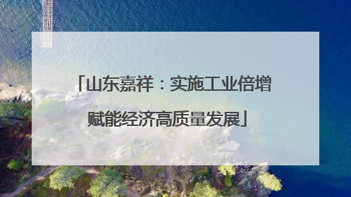 山东嘉祥：实施工业倍增 赋能经济高质量发展