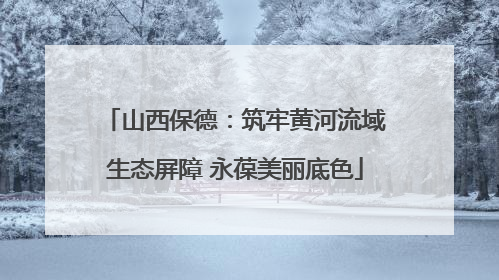 山西保德：筑牢黄河流域生态屏障 永葆美丽底色