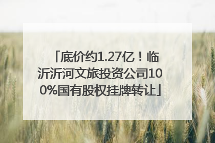底价约1.27亿！临沂沂河文旅投资公司100%国有股权挂牌转让