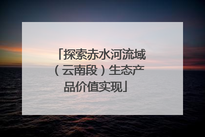 探索赤水河流域（云南段）生态产品价值实现