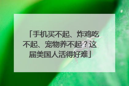 手机买不起、炸鸡吃不起、宠物养不起？这届美国人活得好难