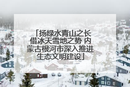 扬绿水青山之长 借冰天雪地之势 内蒙古根河市深入推进生态文明建设