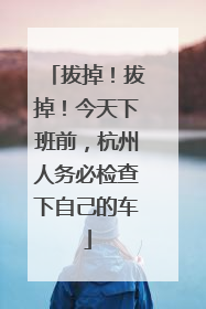 拔掉！拔掉！今天下班前，杭州人务必检查下自己的车