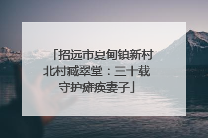 招远市夏甸镇新村北村臧翠堂：三十载守护瘫痪妻子