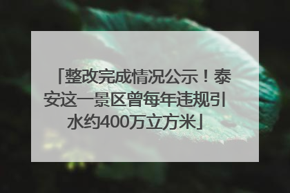 整改完成情况公示！泰安这一景区曾每年违规引水约400万立方米