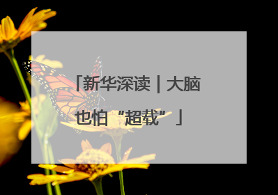 新华深读｜大脑也怕“超载”