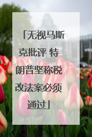 无视马斯克批评 特朗普坚称税改法案必须通过