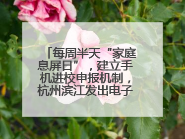 每周半天“家庭息屏日”，建立手机进校申报机制，杭州滨江发出电子设备“十约定”