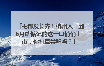 毛都没长齐！杭州人一到6月就惦记的这一口悄悄上市，你打算尝鲜吗？