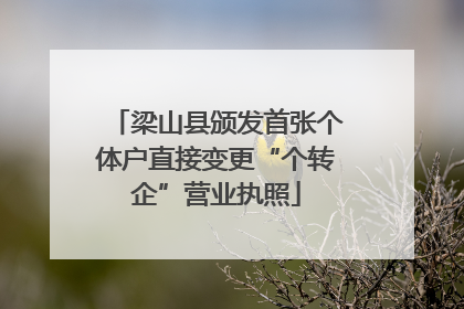 梁山县颁发首张个体户直接变更“个转企”营业执照
