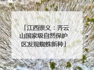 江西崇义：齐云山国家级自然保护区发现蜘蛛新种