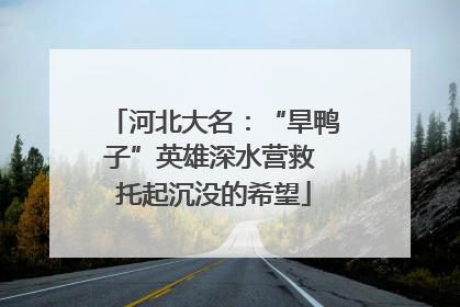 河北大名：“旱鸭子”英雄深水营救 托起沉没的希望