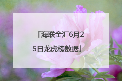 海联金汇6月25日龙虎榜数据