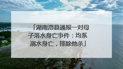 湖南澧县通报一对母子落水身亡事件：均系溺水身亡，排除他杀