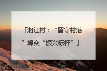 湘江村：“留守村落”蝶变“振兴标杆”