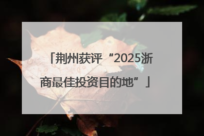 荆州获评“2025浙商最佳投资目的地”