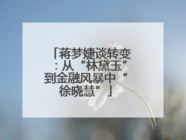 蒋梦婕谈转变:从“林黛玉”到金融风暴中“徐晓慧”