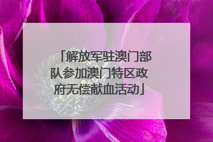 解放军驻澳门部队参加澳门特区政府无偿献血活动