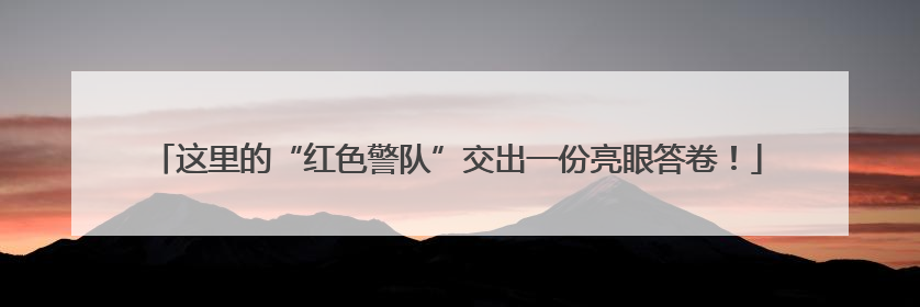 这里的“红色警队”交出一份亮眼答卷！