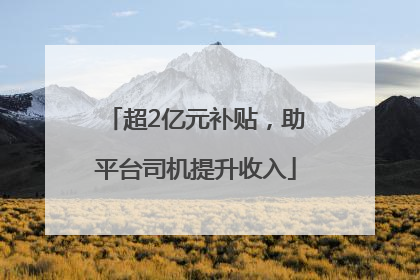 超2亿元补贴，助平台司机提升收入