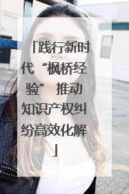 践行新时代“枫桥经验” 推动知识产权纠纷高效化解