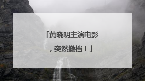 黄晓明主演电影，突然撤档！
