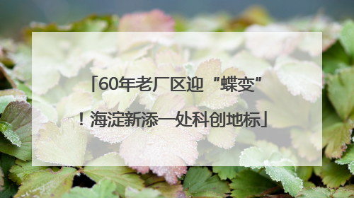 60年老厂区迎“蝶变”！海淀新添一处科创地标