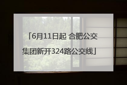 6月11日起 合肥公交集团新开324路公交线